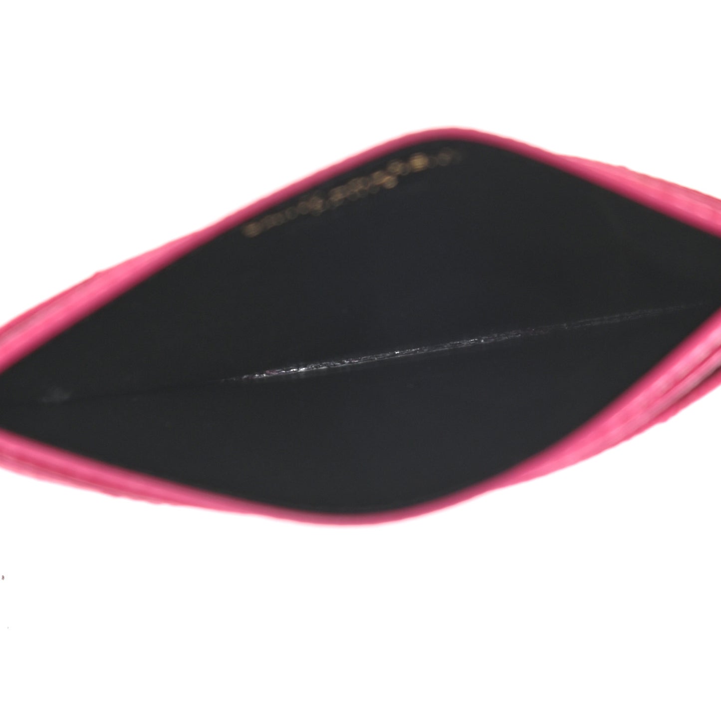 Grain De Poudre Matelasse Chevron Monogram Credit Card Case Fresh Fuxia