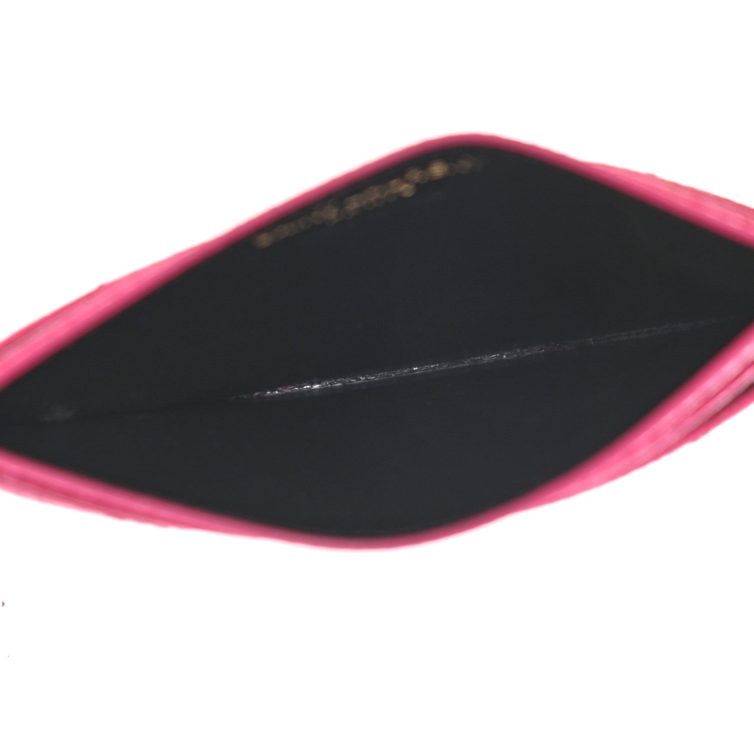 Saint Laurent Grain De Poudre Matelasse Chevron Monogram Credit Card Case Fresh Fuxia 5 of 8