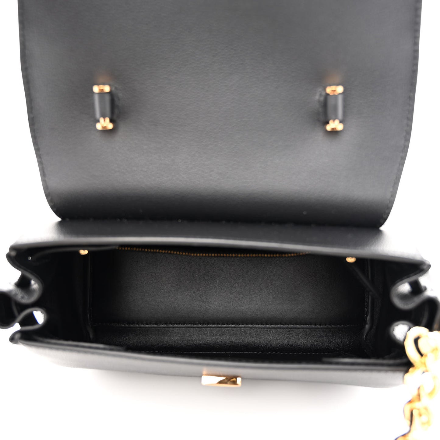 Grained Calfskin La Medusa Top Handle Bag Black