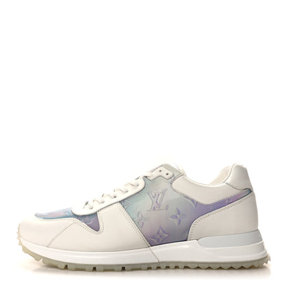 Louis Vuitton Iridescent Textile Monogram Calfskin Mens Run Away Sneakers 7 White 1 of 7