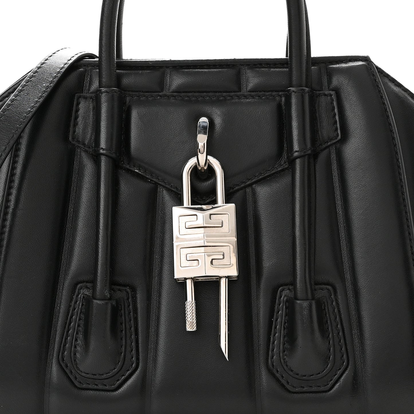 Box Calfskin Padded Mini Lock Antigona Shoulder Bag Black Black