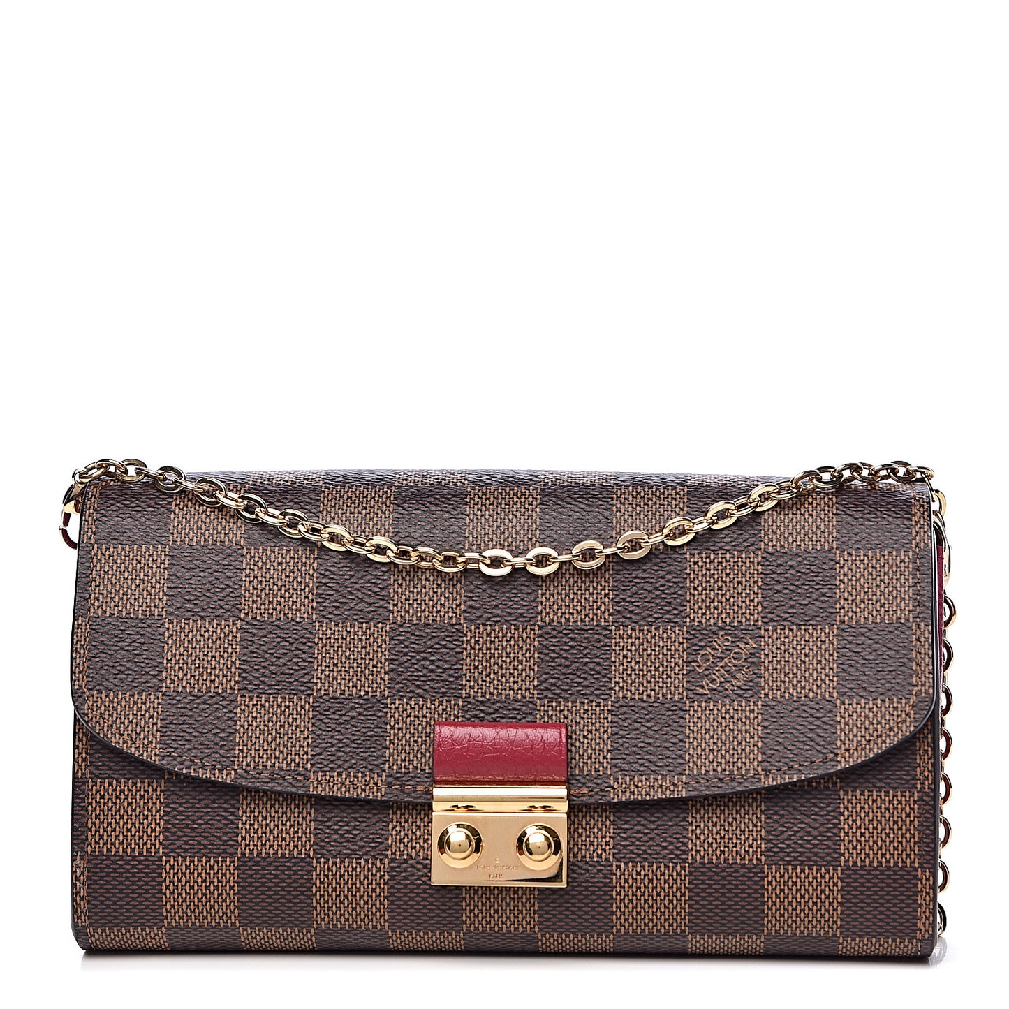 Damier Ebene Croisette Chain Wallet Scarlet
