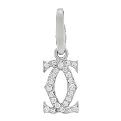 Cartier 18K White Gold Diamond Logo Charm 1 of 4