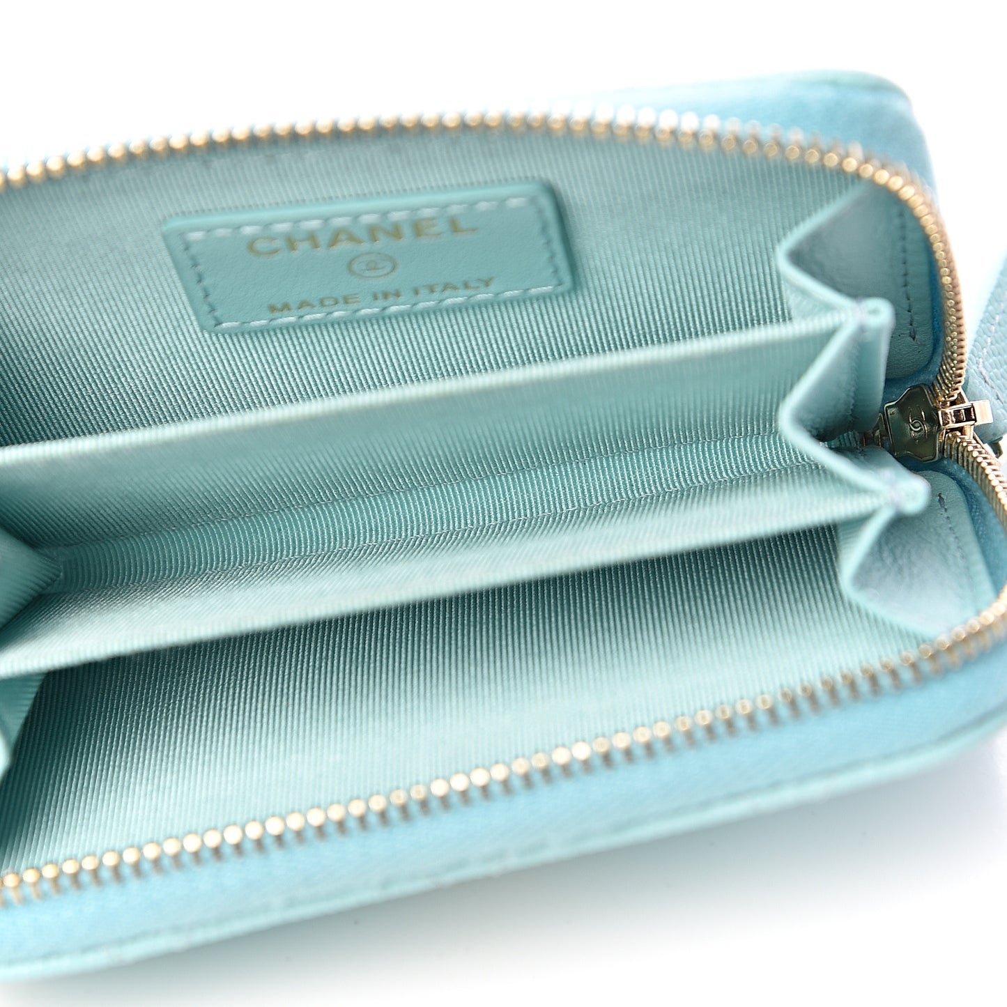 Caviar Quilted Zip Coin Purse Light Blue