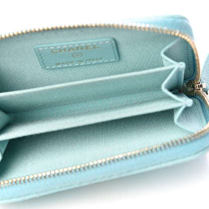 Chanel Caviar Quilted Zip Coin Purse Light Blue 5 of 8