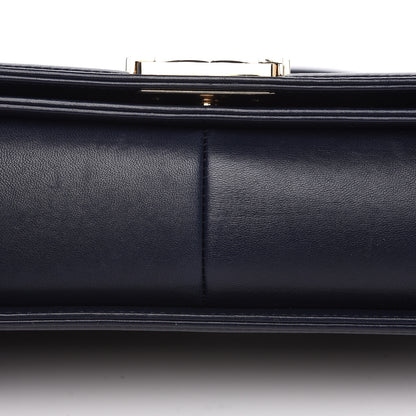 Chanel Lambskin Chain Quilted Medium Boy Flap Navy 9 of 15