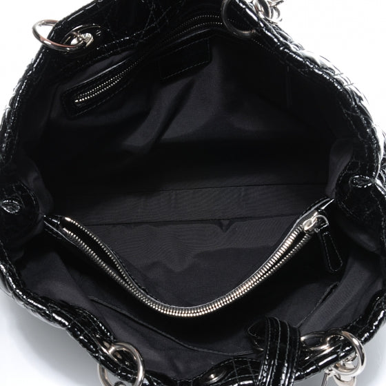Patent Cannage Dior Soft Shopping Tote Black