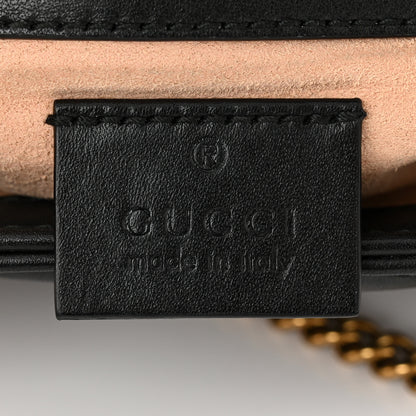 Gucci Calfskin Matelasse Super Mini GG Marmont Shoulder Bag Black 6 of 11