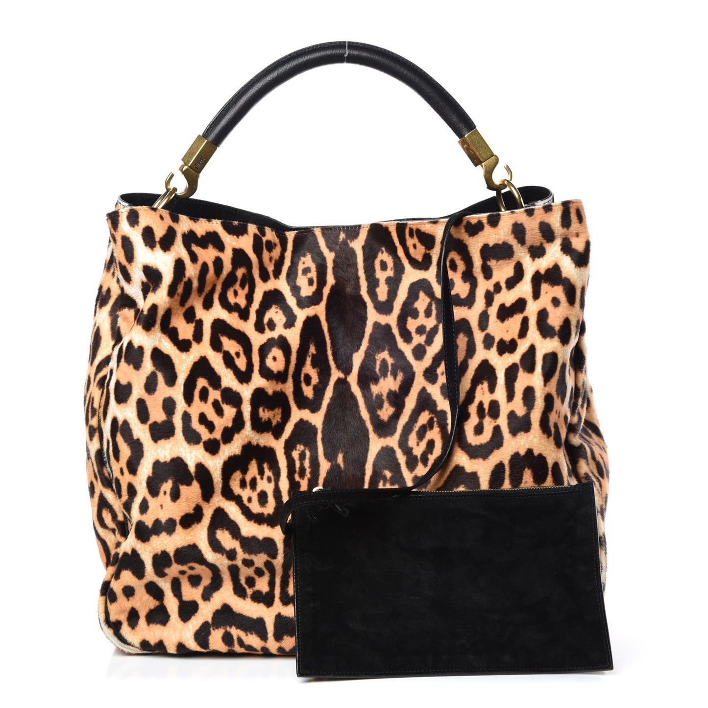 Calf Hair Leopard Print Large Roady Hobo