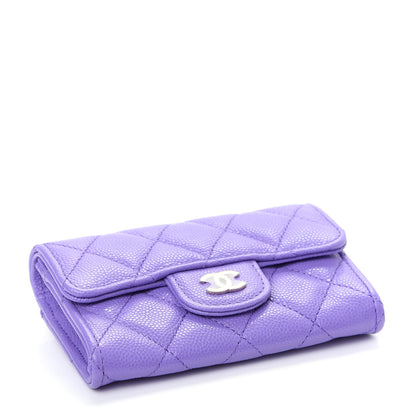 Chanel Caviar Quilted Flap Card Holder Wallet Purple 4 of 9