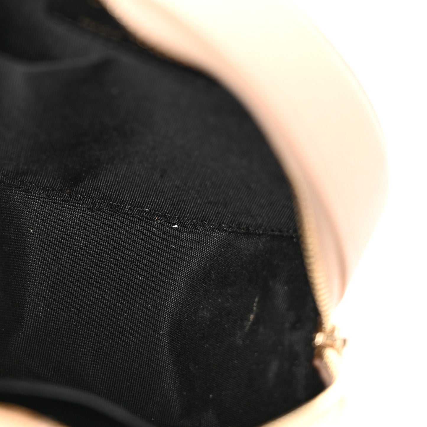 Caviar Quilted Round Filigree Crossbody Beige Black