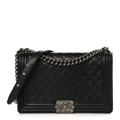 Chanel Metallic Calfskin Quilted New Medium Boy Flap Black 1 of 9