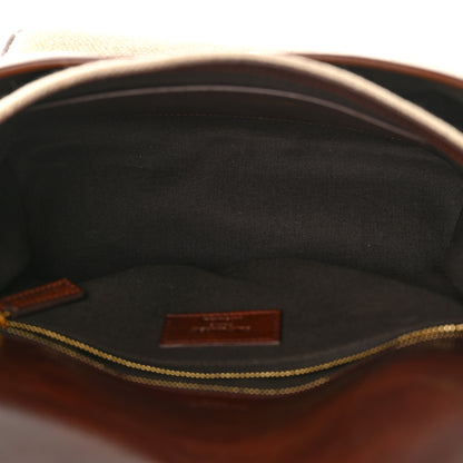 Saint Laurent Cotton Canvas Vintage Calfskin Monogram Medium Niki Chain Satchel Natural Chocolate 5 of 10