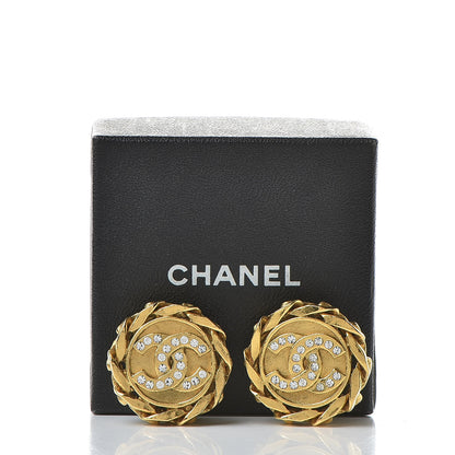 Chanel Crystal CC Chain Clip On Earrings Gold 5 of 5
