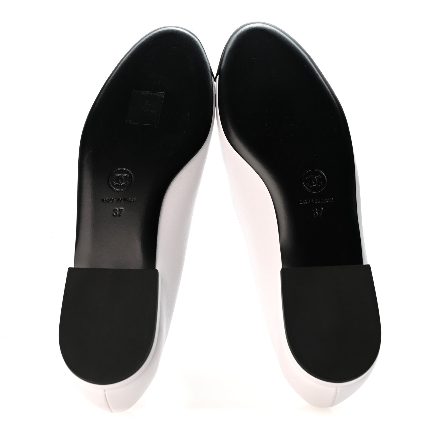 Chanel Calfskin Grosgrain Cap Toe CC Moccasin Loafers 37 White Black 6 of 10