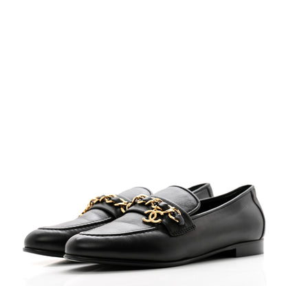 Chanel Lambskin CC Chain Mocassin Loafers 37 Black 3 of 10