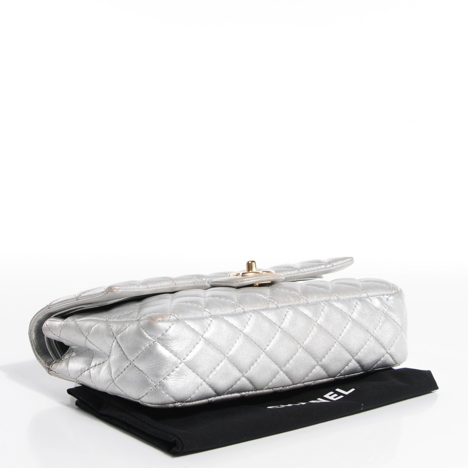Chanel Lambskin Quilted Medium Double Flap Silver 4 of 8