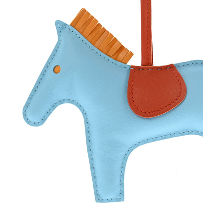 Hermes Milo Lambskin Grigri Rodeo Horse Bag Charm MM Celeste Naturel Bouton D'Or Cornaline 5 of 6