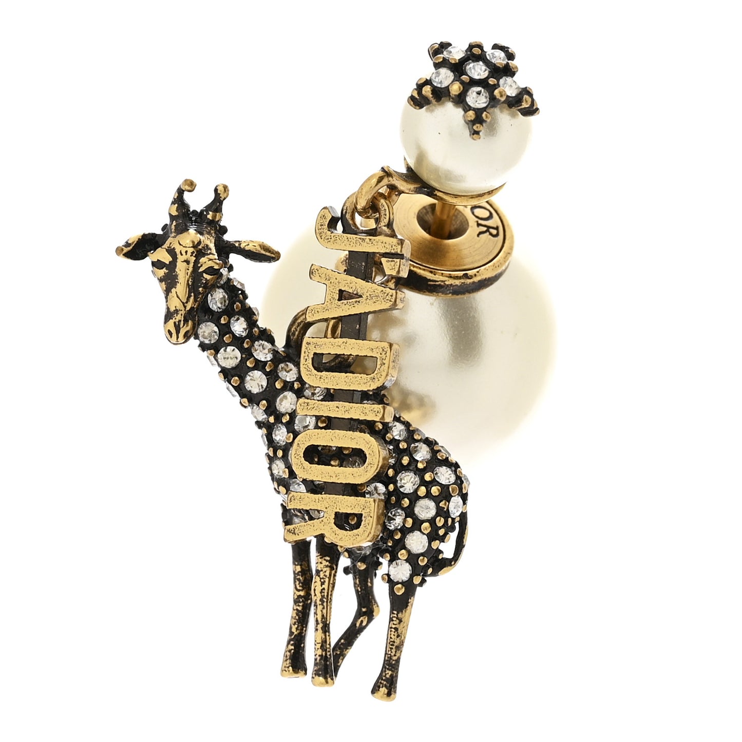 Crystal Pearl Giraffe J'Adior Earring Gold
