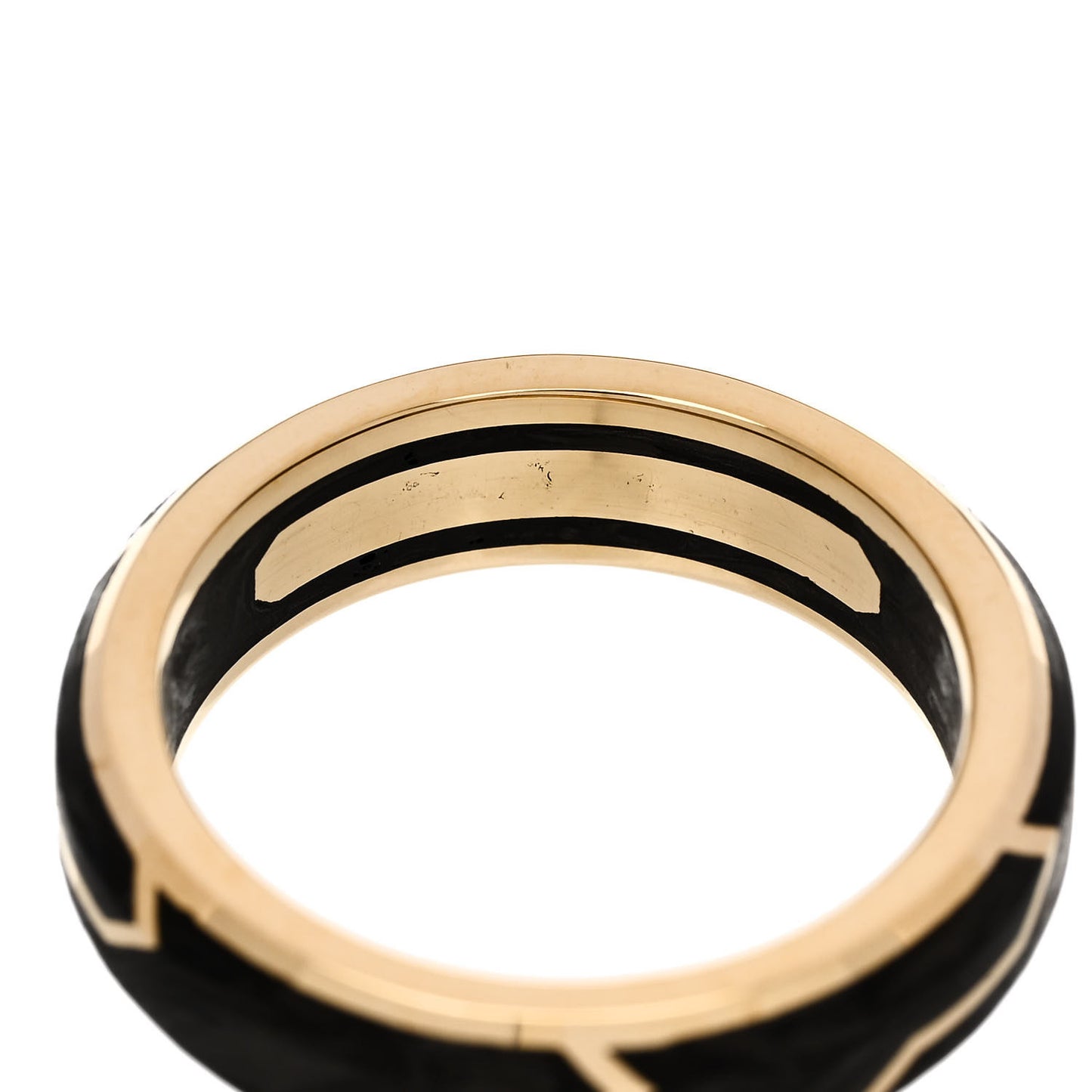18K Yellow Gold Forged Carbon Band Ring 56 7.5