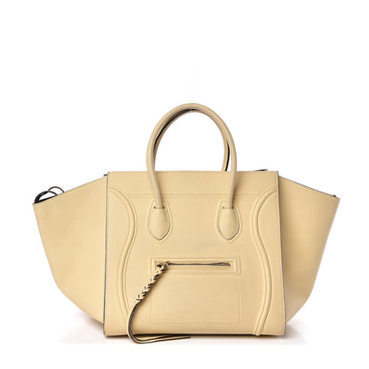 Celine Drummed Calfskin Medium Phantom Luggage Cream 1 of 10
