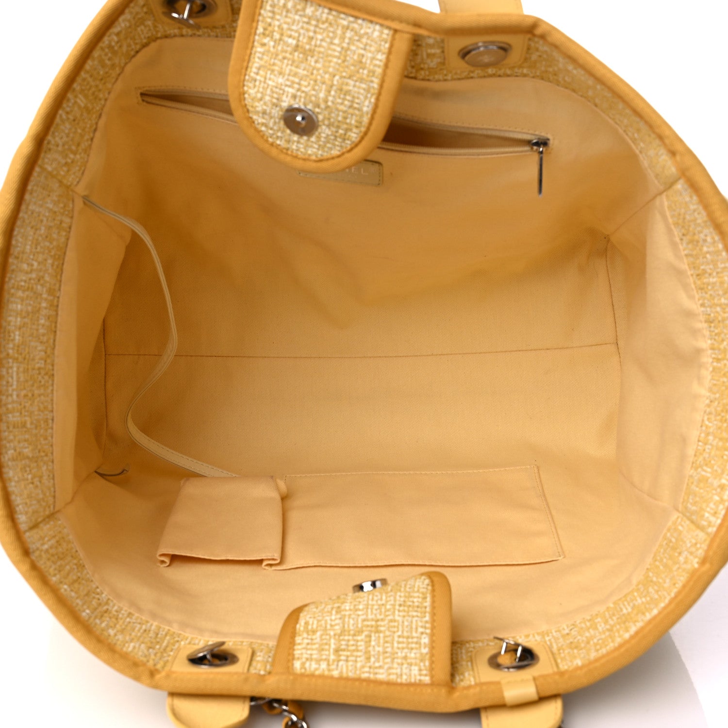 Chanel Canvas Large Deauville Tote Light Yellow 5 of 14