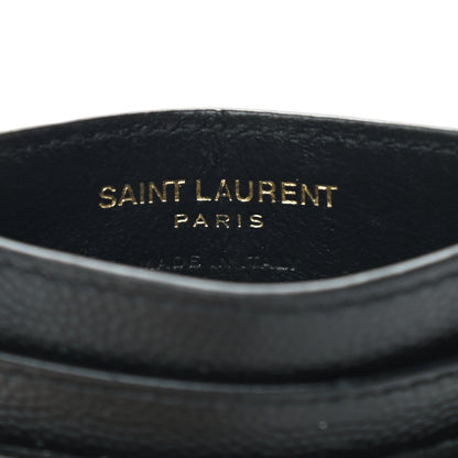 Saint Laurent Grain De Poudre Matelasse Chevron Monogram Credit Card Case Black 6 of 7
