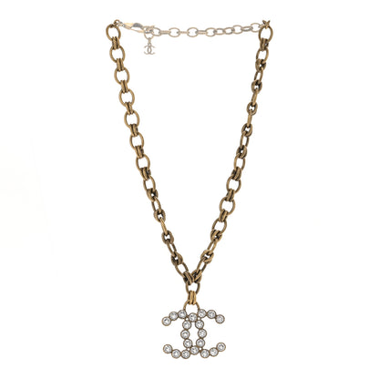 Chanel Crystal Chain Link CC Necklace Gold 3 of 6