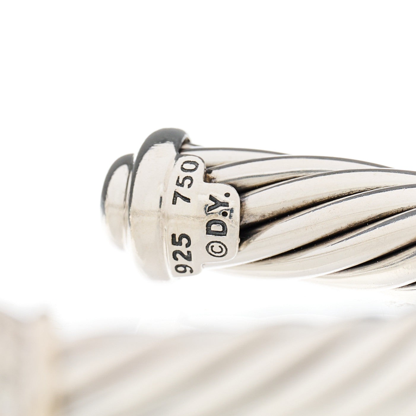 Sterling Silver 18K White Gold Diamond 7mm Cable Classics Station Bracelet