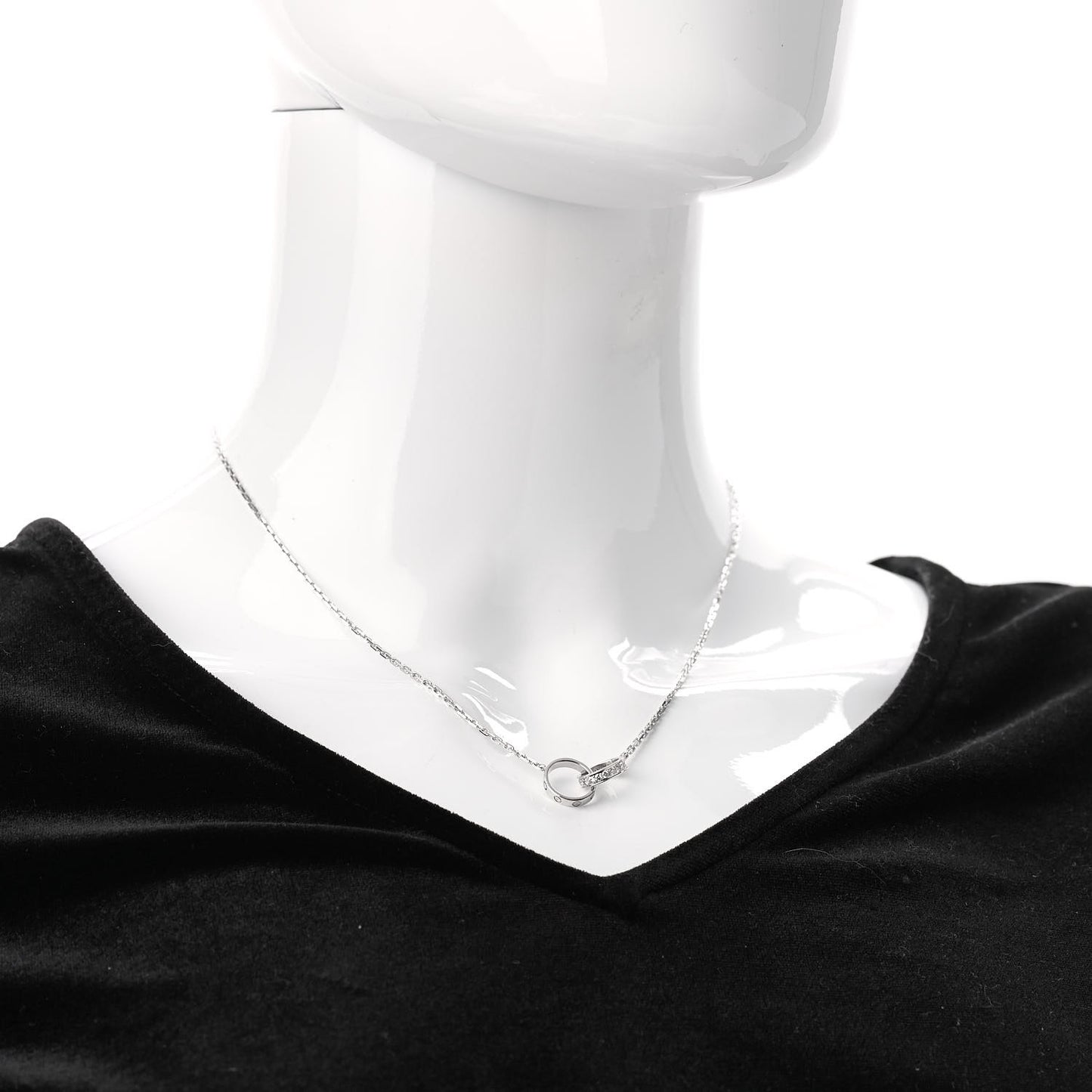 18K White Gold Diamond Interlocking LOVE Necklace