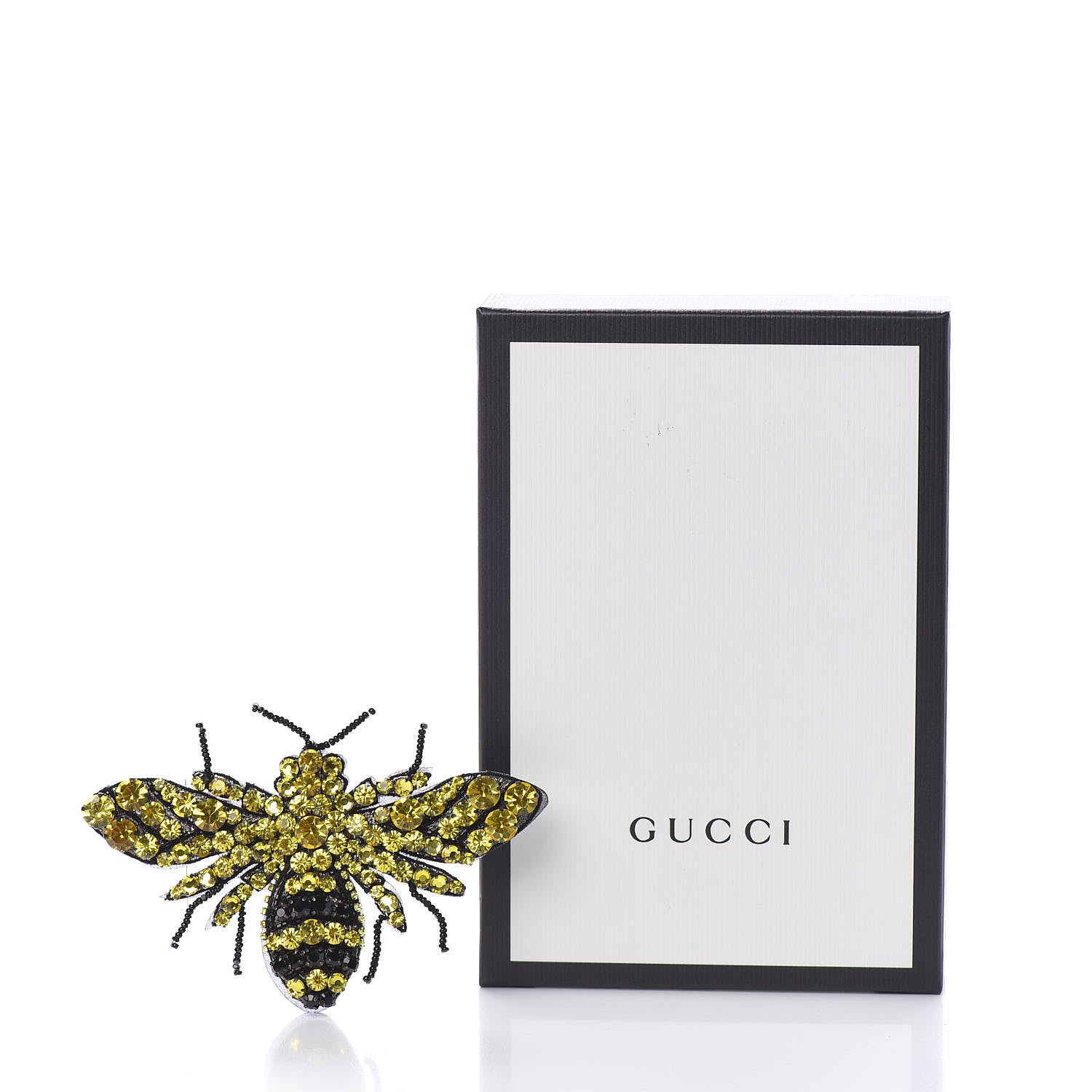 Gucci Metal Crystal Bee Brooch Black Yellow 7 of 7