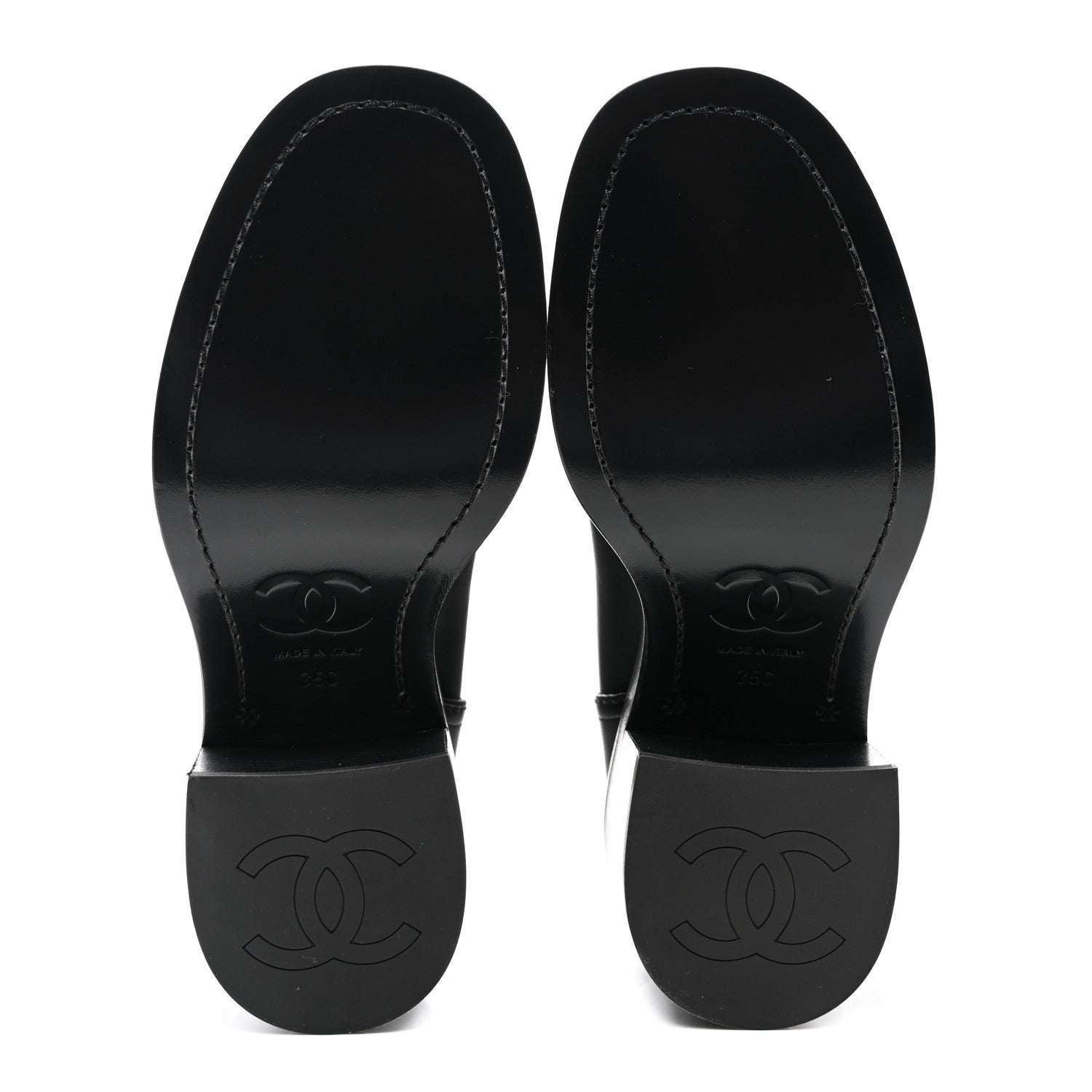 Chanel Lambskin CC Logo Calf Boots 35 Black 5 of 8