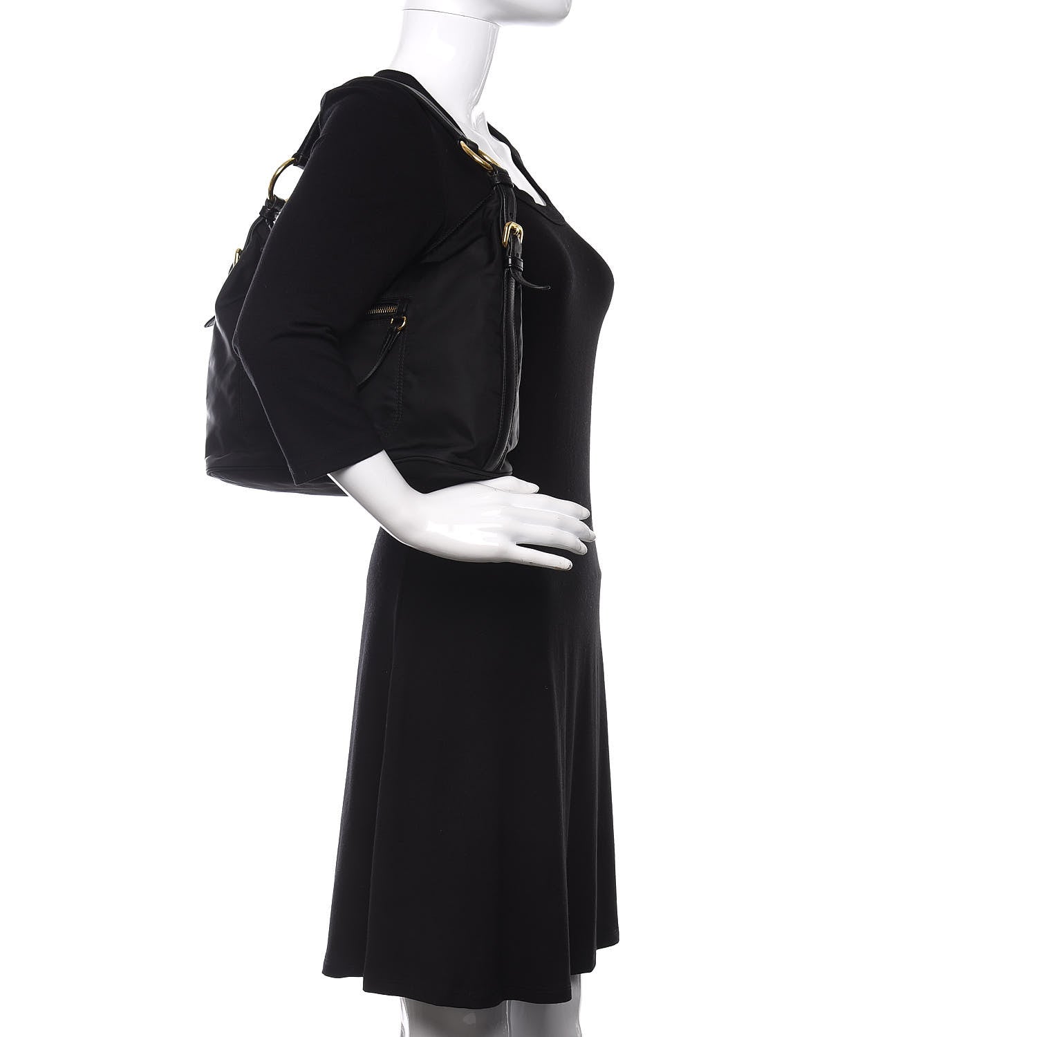 Prada Tessuto Nylon Nappa Hobo Black 2 of 9