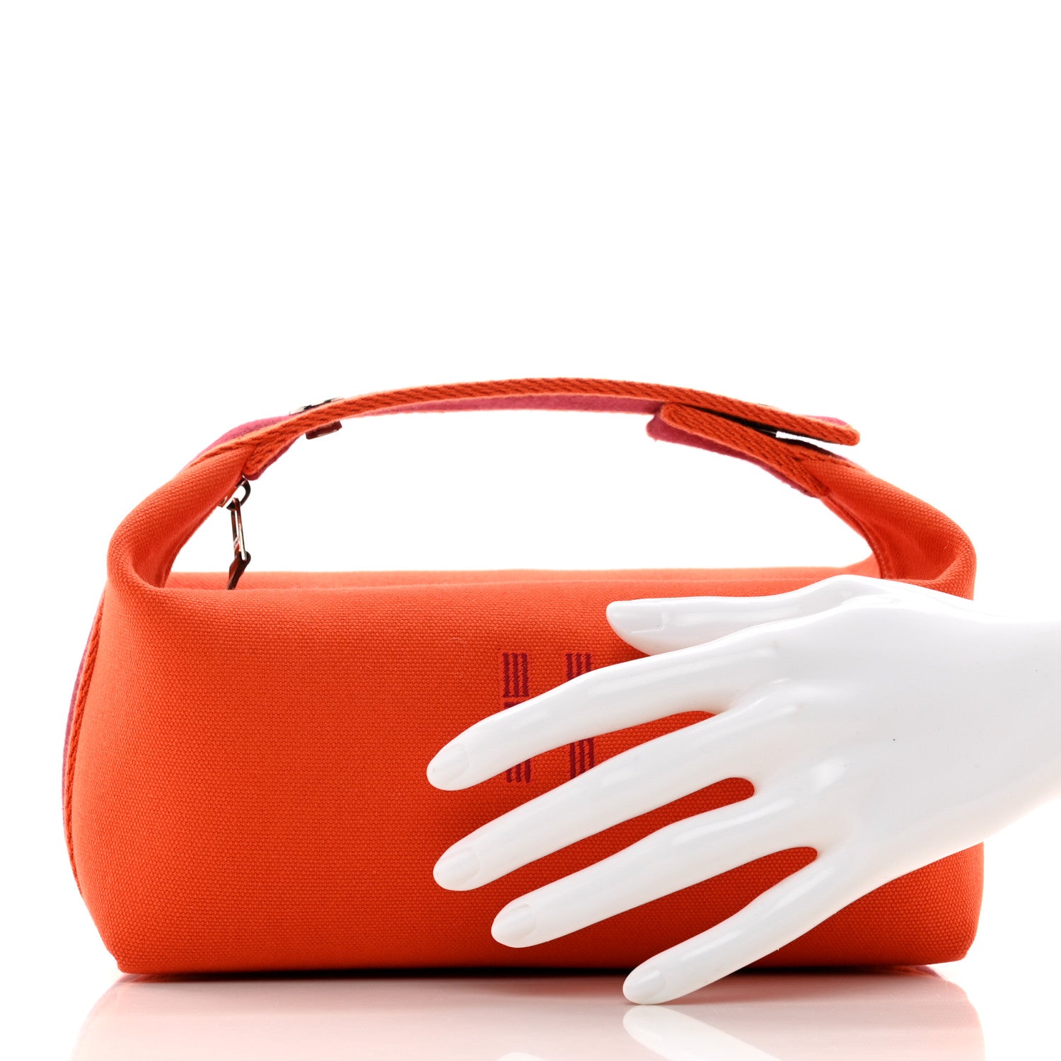 Hermes Canvas Small Bride-A-Brac Pouch Orange Burgundy 2 of 6