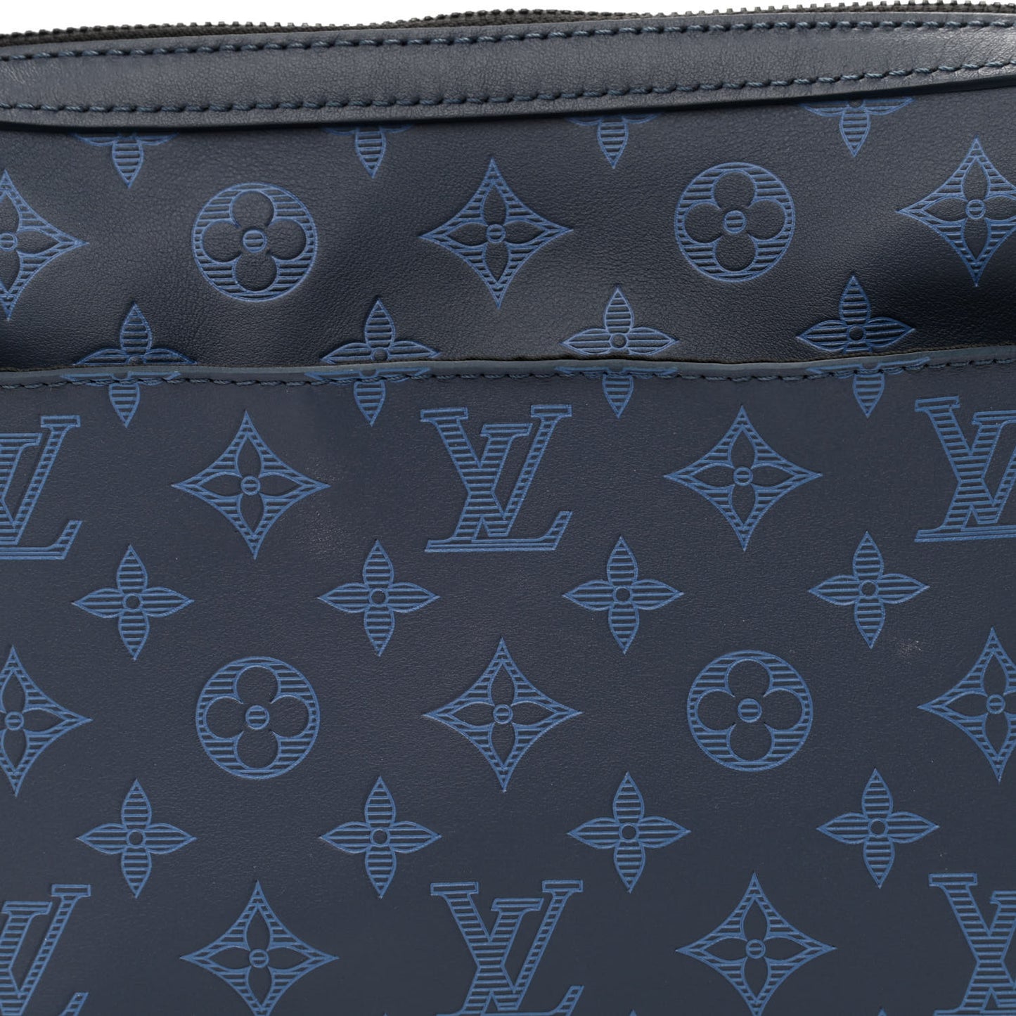 Calfskin Monogram Shadow Duo Messenger Navy Blue