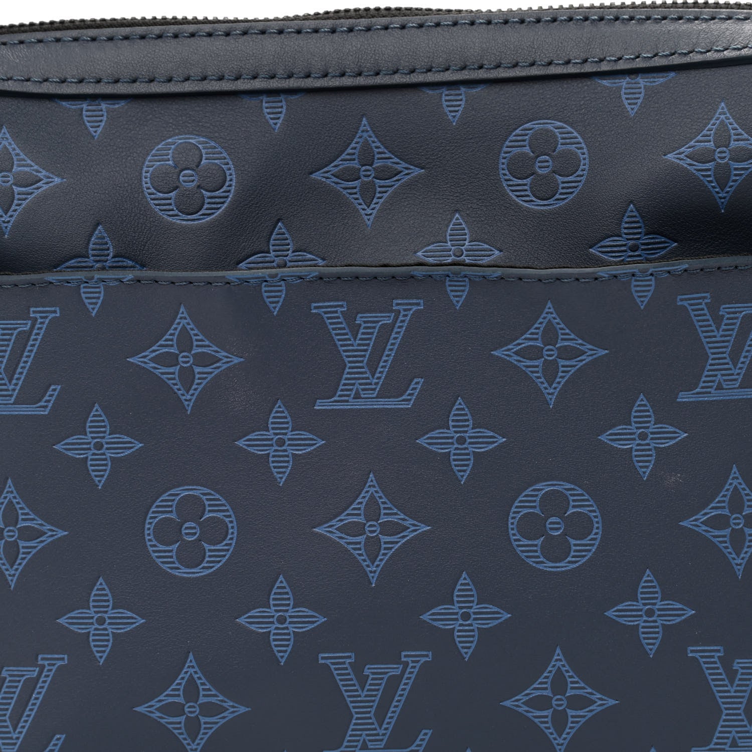 Louis Vuitton Calfskin Monogram Shadow Duo Messenger Navy Blue 8 of 11