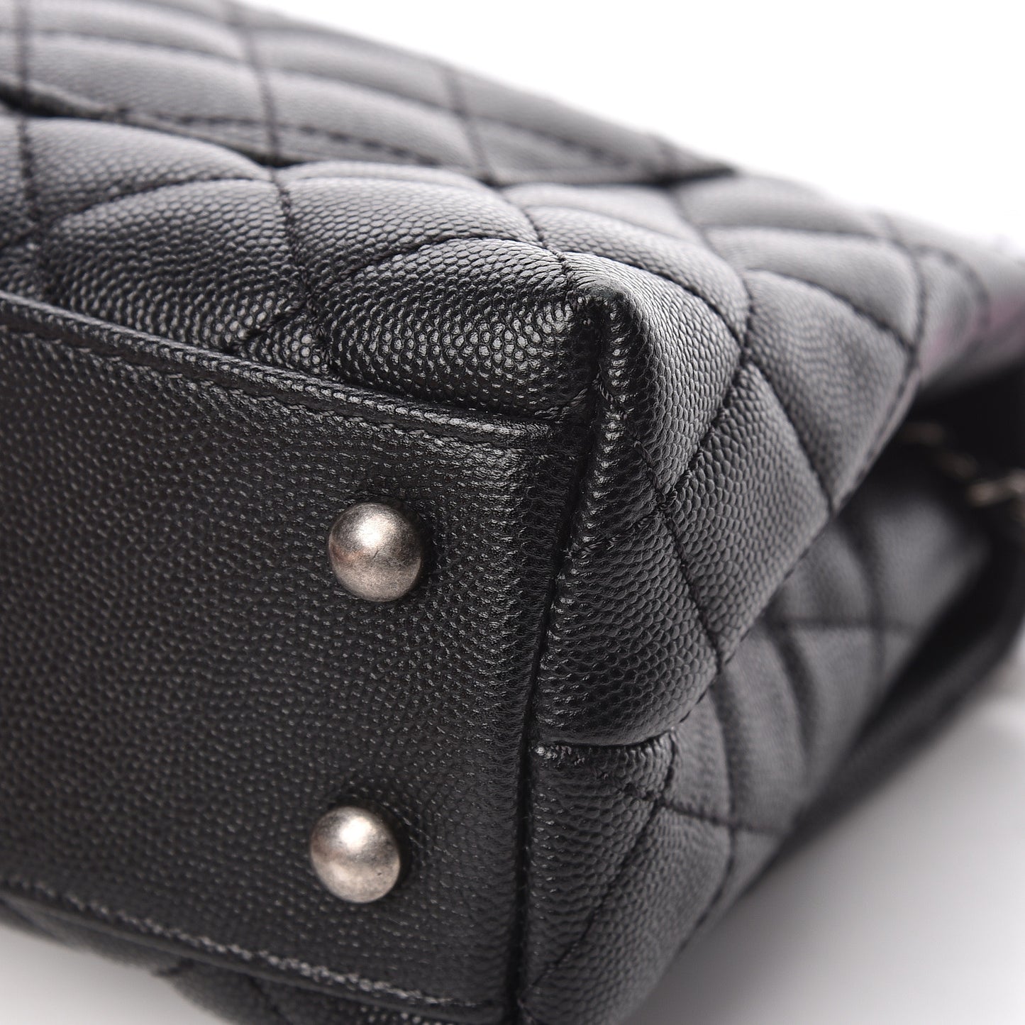 Caviar Lizard Quilted Mini Coco Handle Flap Black