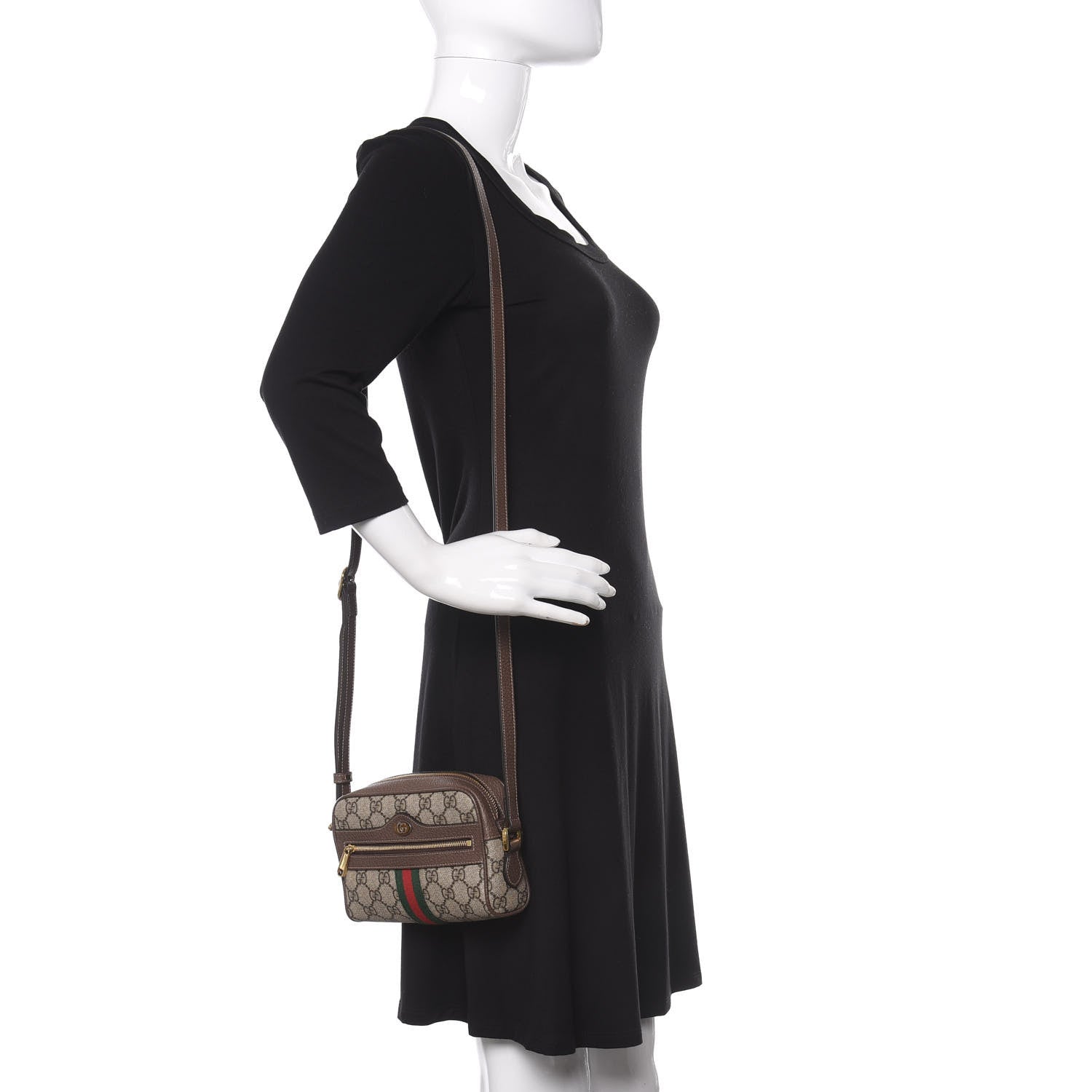 Gucci GG Supreme Monogram Web Mini Ophidia Shoulder Bag Brown 3 of 11