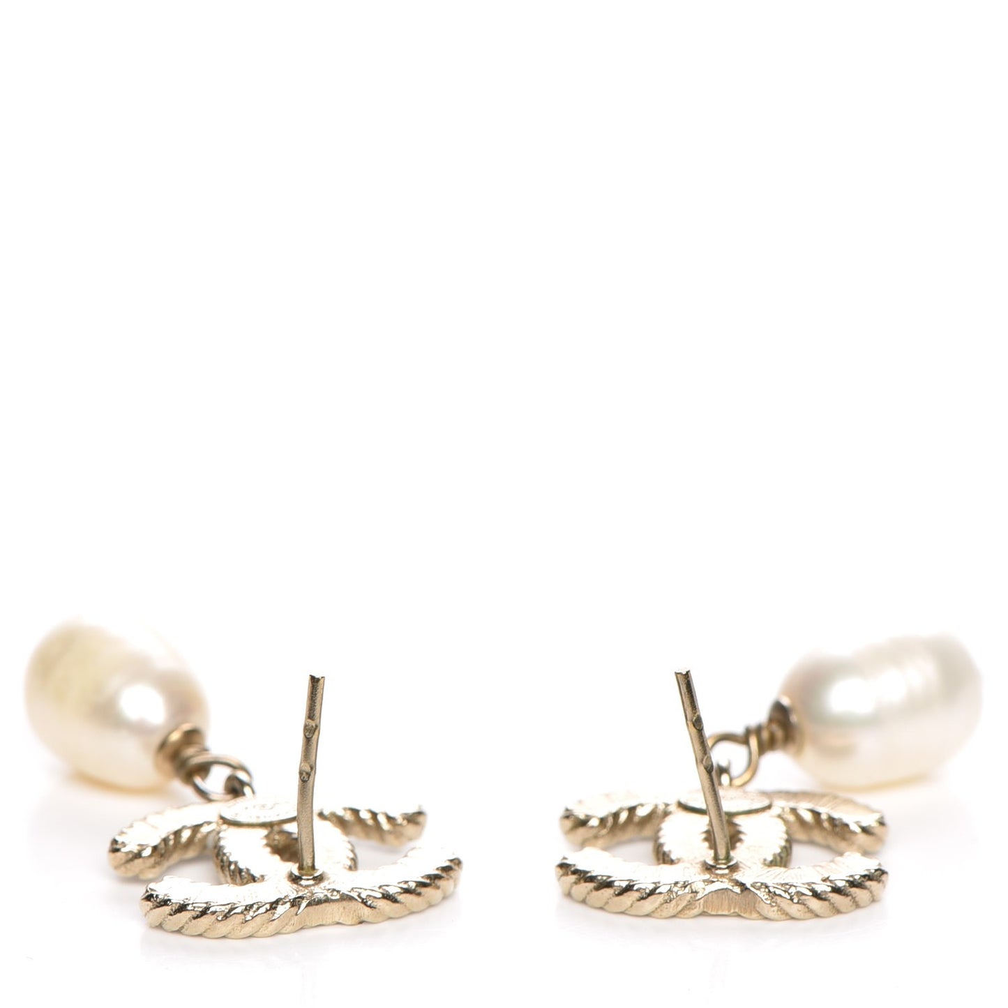 Glitter Enamel CC Pearl Drop Earrings Gold