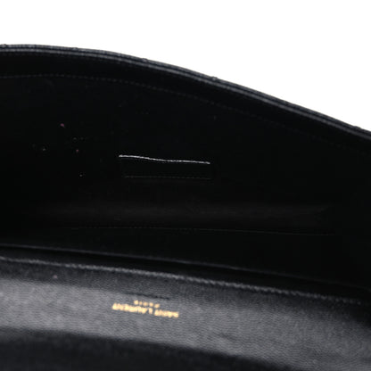 Saint Laurent Grain De Poudre Textured Mixed Matelasse Triquilt Monogram Clutch Black 5 of 8