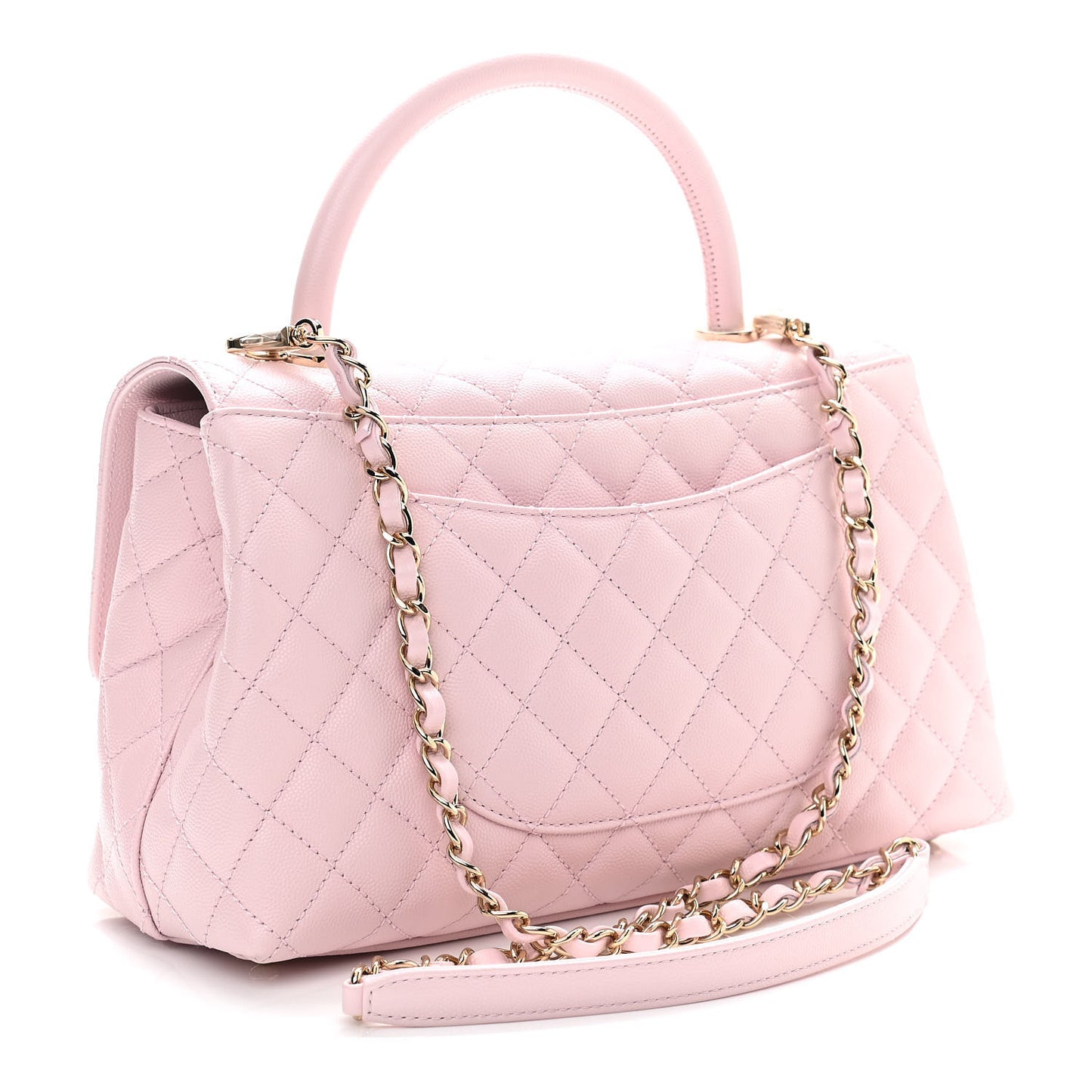 Caviar Quilted Small Coco Handle Flap Light Pink