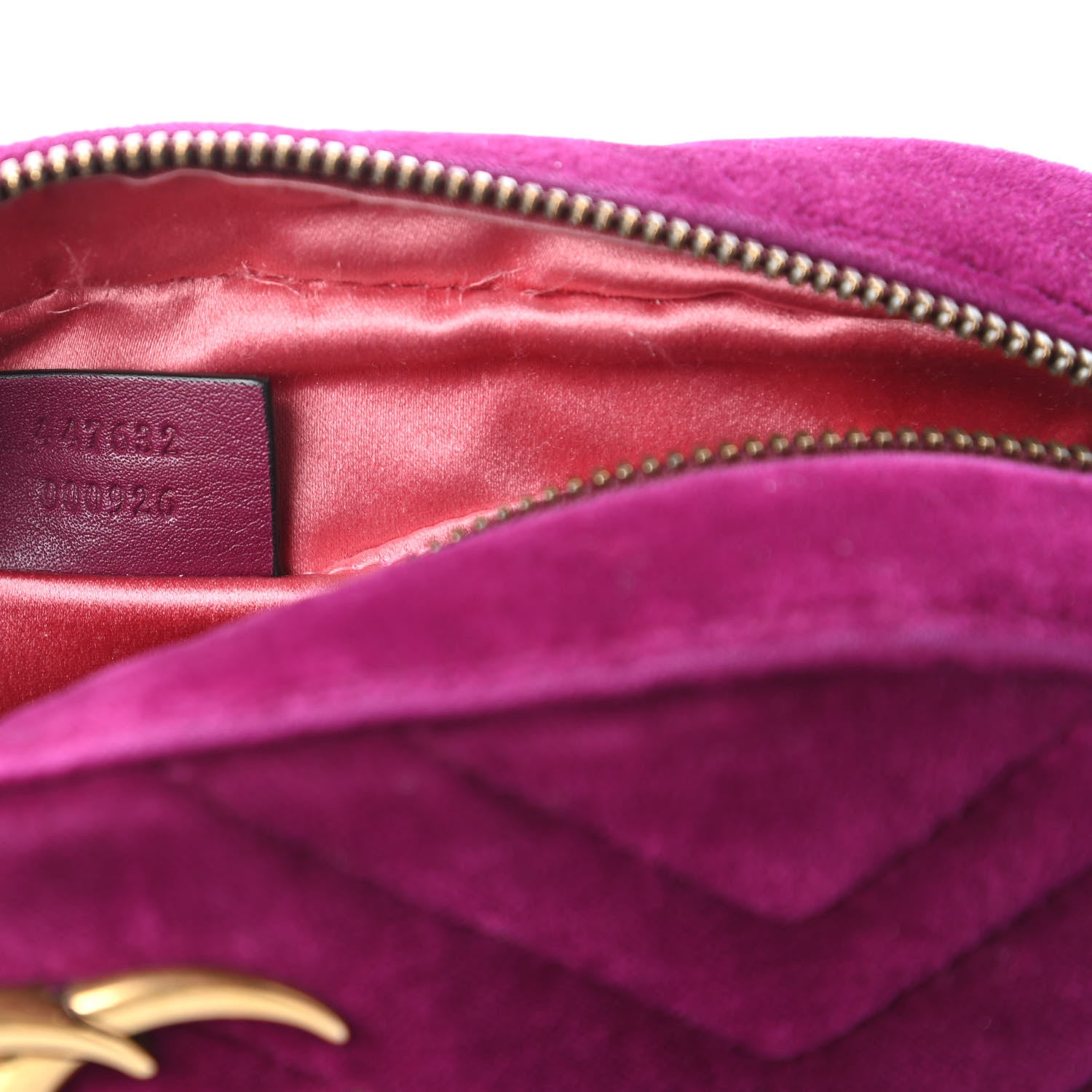 Gucci Velvet Matelasse Small GG Marmont Chain Shoulder Bag Fuchsia Violet Cyclamen 9 of 11