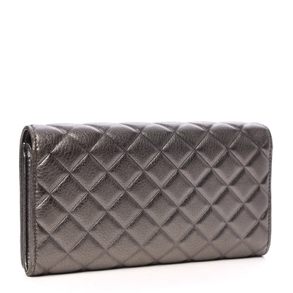 Chanel Calfskin Quilted Diamond CC Large Gusset Flap Wallet Dark Silver 3 of 9