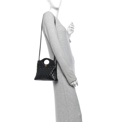 Chanel Aged Calfskin Quilted Mini 31 Shopping Bag Black 2 of 11
