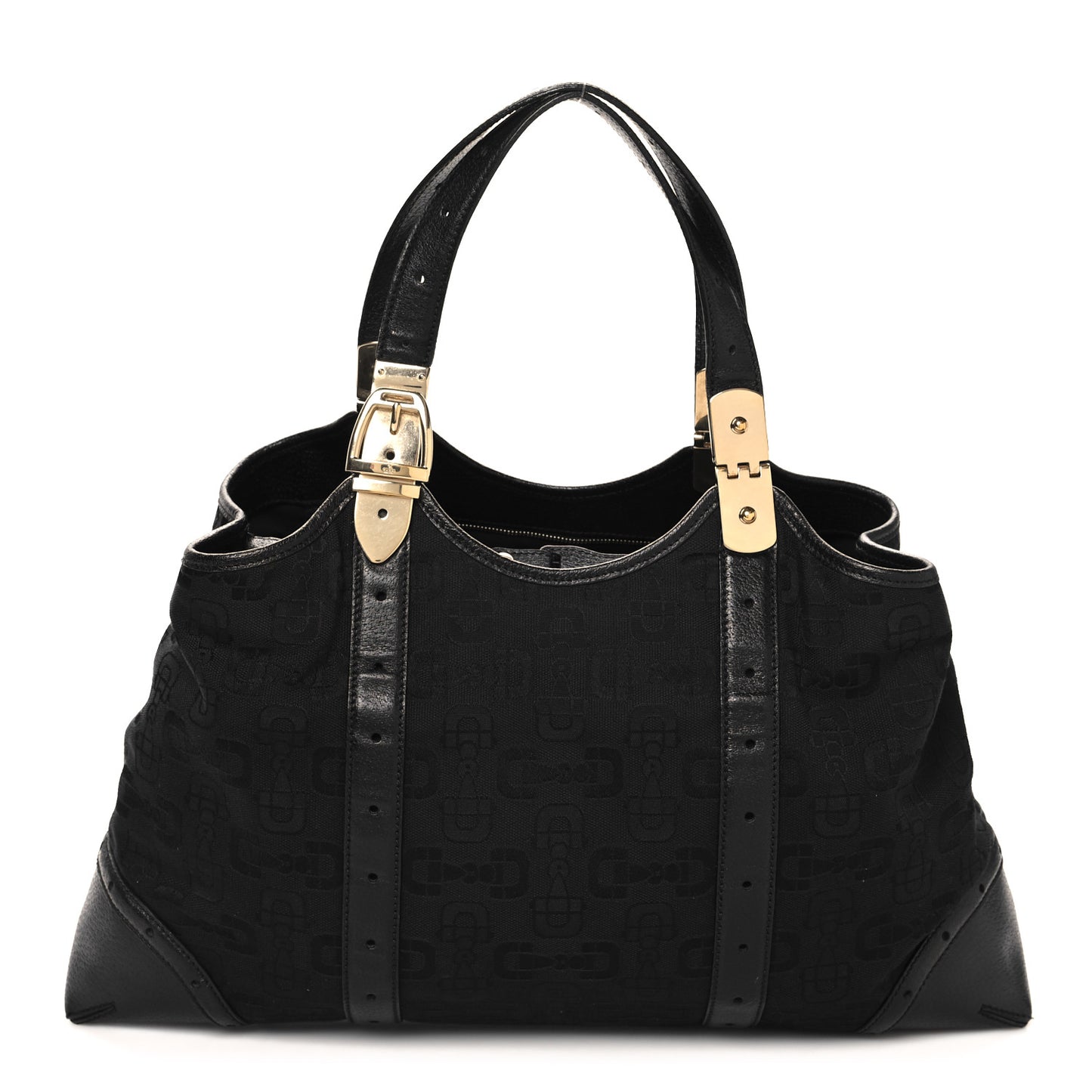 Canvas Horsebit Large Glam Shoulder Bag Black