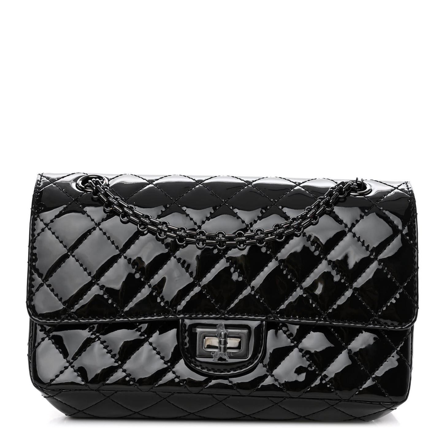 Patent Calfskin Quilted 2.55 Reissue 225 Flap So Black