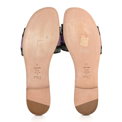 Christian Dior Canvas Embroidered 4 Saisons Dway Flat Slide Sandals 41 Lilac 6 of 9
