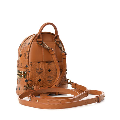 MCM Visetos Side Stud X-Mini Stark Bebe Boo Backpack Cognac 3 of 9