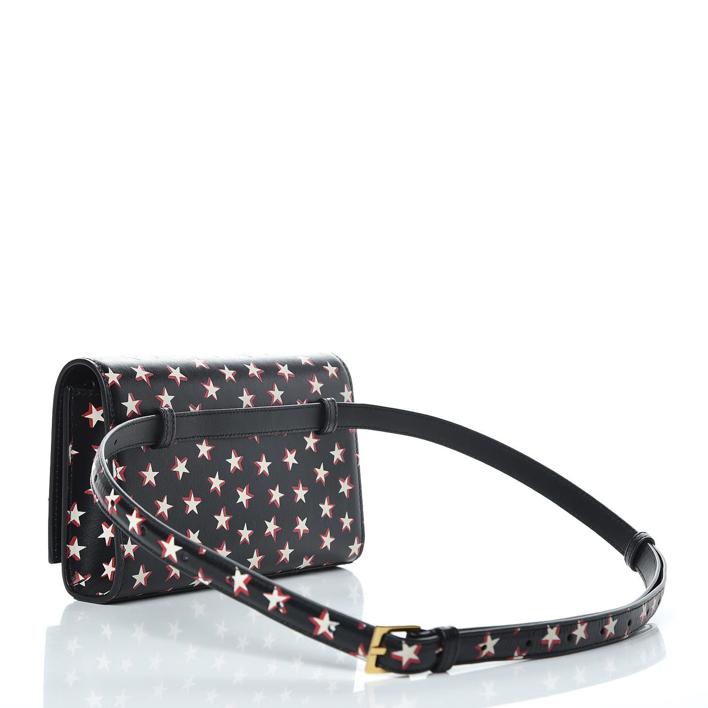 Smooth Calfskin Star Print Monogram Kate Belt Bag Black Ivory Red