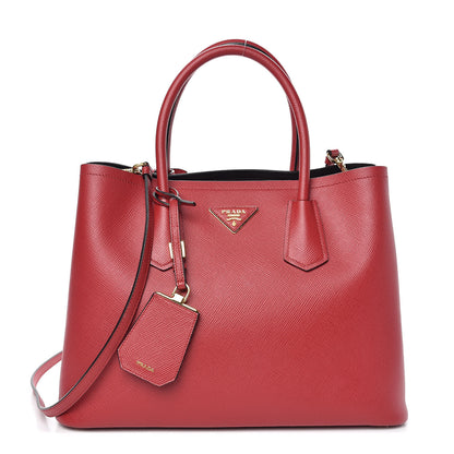 Prada Saffiano Cuir Medium Double Bag Fuoco Black 1 of 11